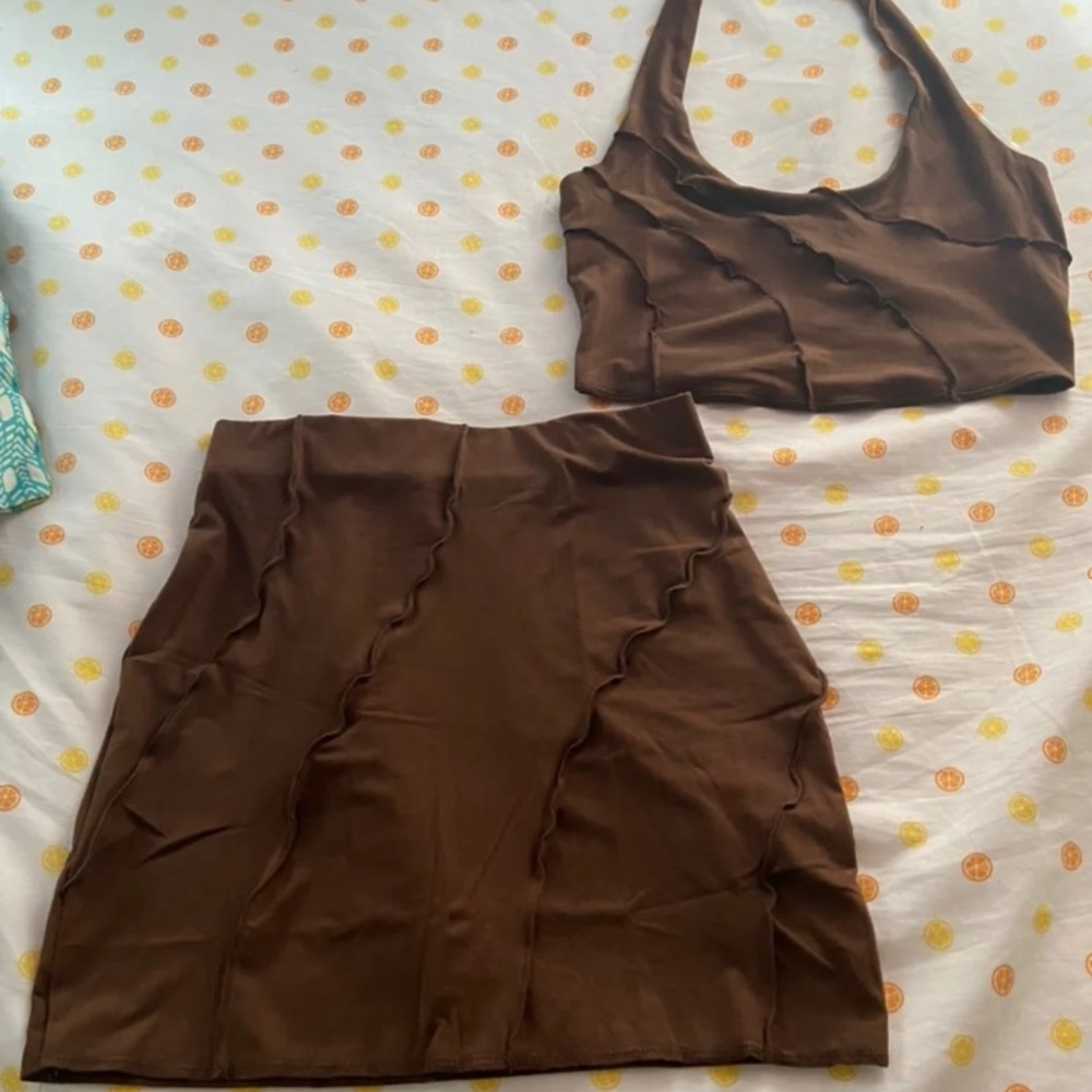 Brown skirt set